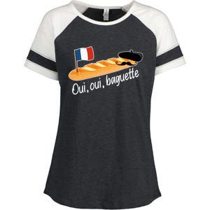 Oui Oui Baguette French Bread France Lover Francophile Enza Ladies Jersey Colorblock Tee