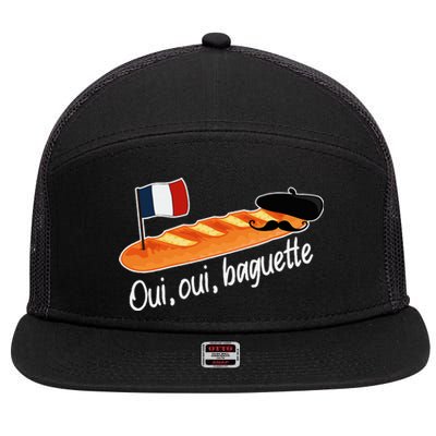 Oui Oui Baguette French Bread France Lover Francophile 7 Panel Mesh Trucker Snapback Hat