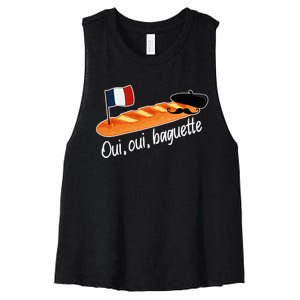 Oui Oui Baguette French Bread France Lover Francophile Women's Racerback Cropped Tank