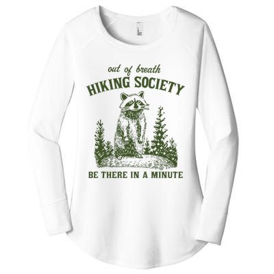 Out Of Breath Hiking Society Raccoon Be There In A Minute Women's Perfect Tri Tunic Long Sleeve Shirt