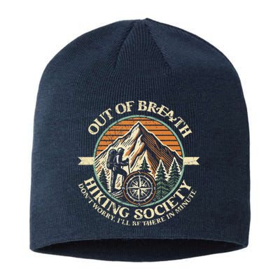 Out Of Breath Hiking Society Funny Mountain Outdoor Hikers Sustainable Beanie