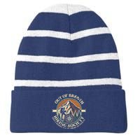 Out Of Breath Hiking Society Funny Mountain Outdoor Hikers Striped Beanie with Solid Band