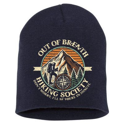 Out Of Breath Hiking Society Funny Mountain Outdoor Hikers Short Acrylic Beanie