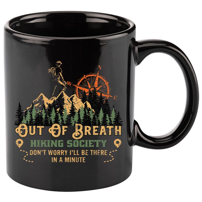 Out Of Breath Hiking Society 11oz C Handle Ceramic Mug