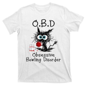 OBD Obsessive Bowling Disorder Funny Black Cat Bowling T-Shirt