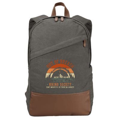 Out Of Breath Hiking Society Design For Vintage Hiking Cotton Canvas Backpack