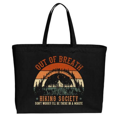 Out Of Breath Hiking Society Design For Vintage Hiking Cotton Canvas Jumbo Tote