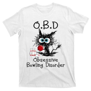 OBD Obsessive Bowling Disorder Funny Black Cat Bowling T-Shirt