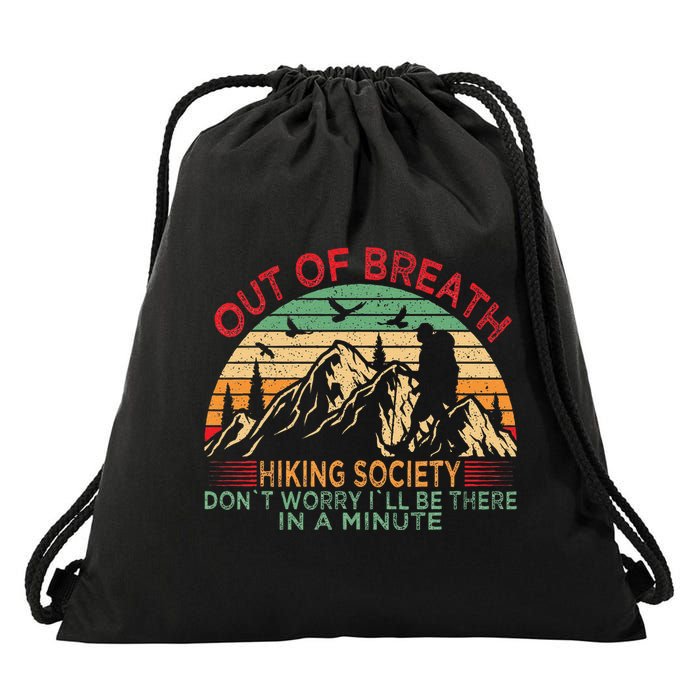 Out Of Breath Hiking Society Forhiker Nature Love Drawstring Bag