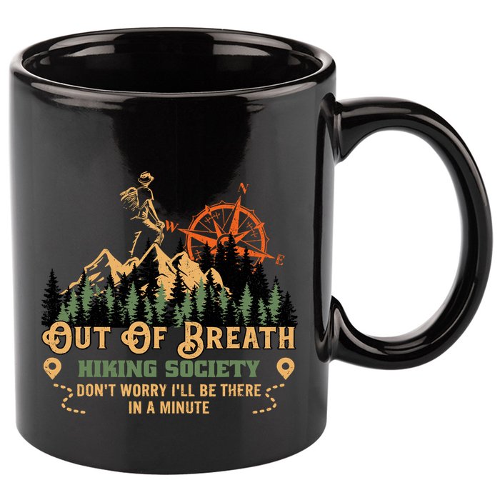 Out Of Breath Hiking Society 11oz C Handle Ceramic Mug