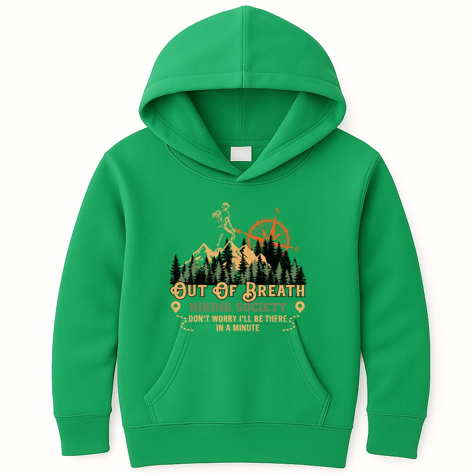 Out Of Breath Hiking Society Kids Hoodie