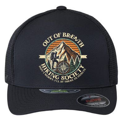 Out Of Breath Hiking Society Funny Mountain Outdoor Hikers Flexfit Unipanel Trucker Cap