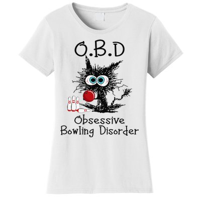 OBD Obsessive Bowling Disorder Funny Black Cat Bowling Women's T-Shirt