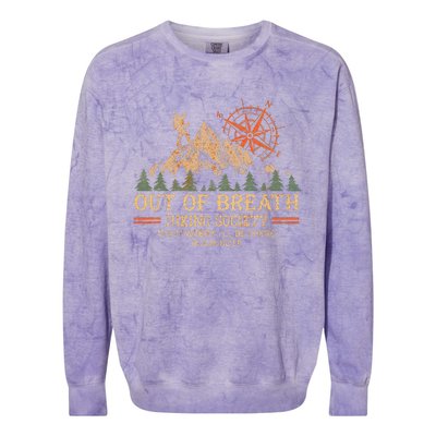 Out Of Breath Hiking Society For Hiker Nature Love Colorblast Crewneck Sweatshirt