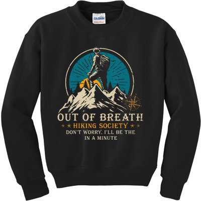 Out Of Breath Hiking Society Kids Sweatshirt