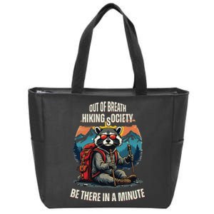 Out Of Breath Hiking Society Raccoon Hiking Zip Tote Bag