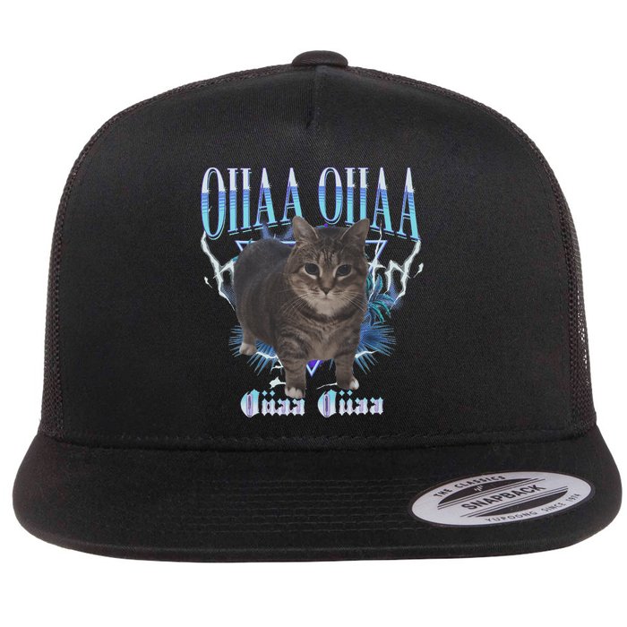Oiia Oiia Cat Brainrot Flat Bill Trucker Hat