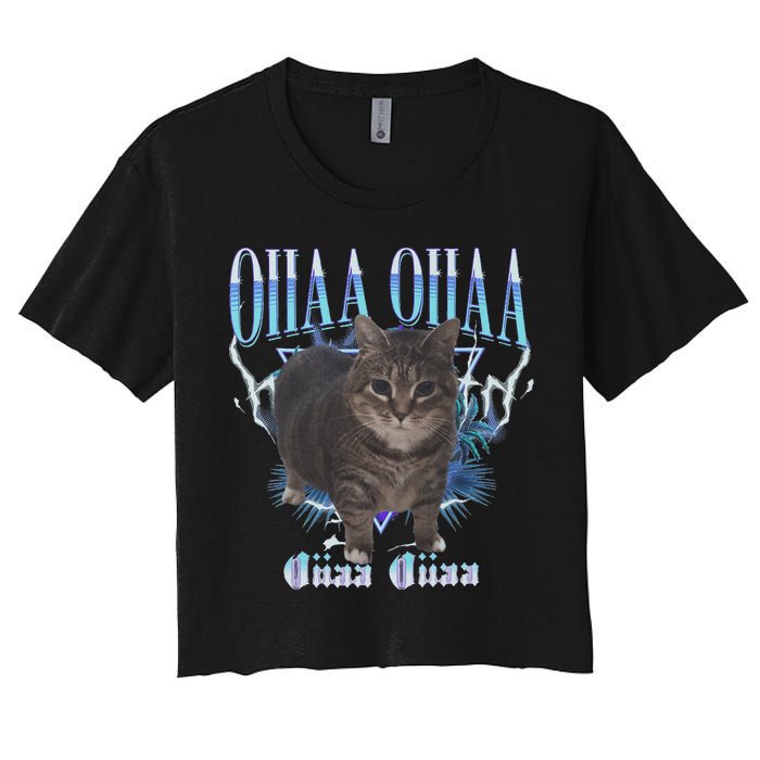 Oiia Oiia Cat Brainrot Women's Crop Top Tee