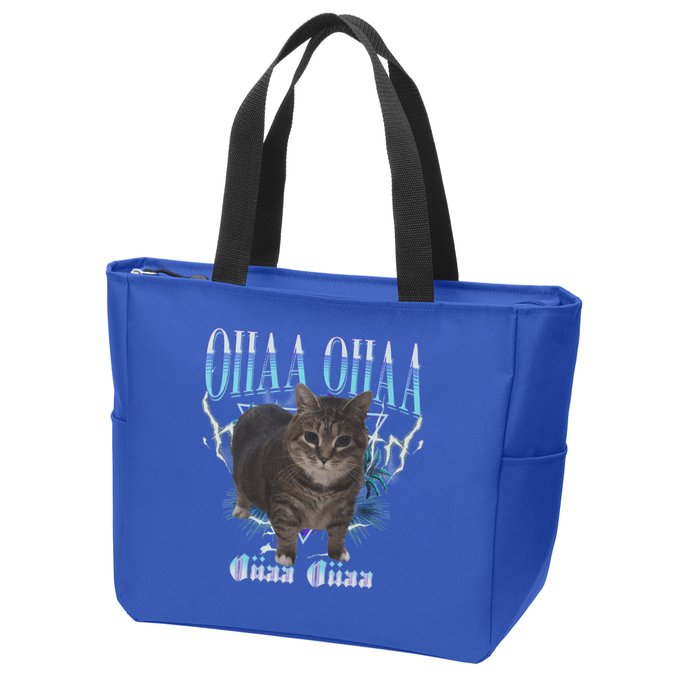Oiia Oiia Cat Brainrot Zip Tote Bag