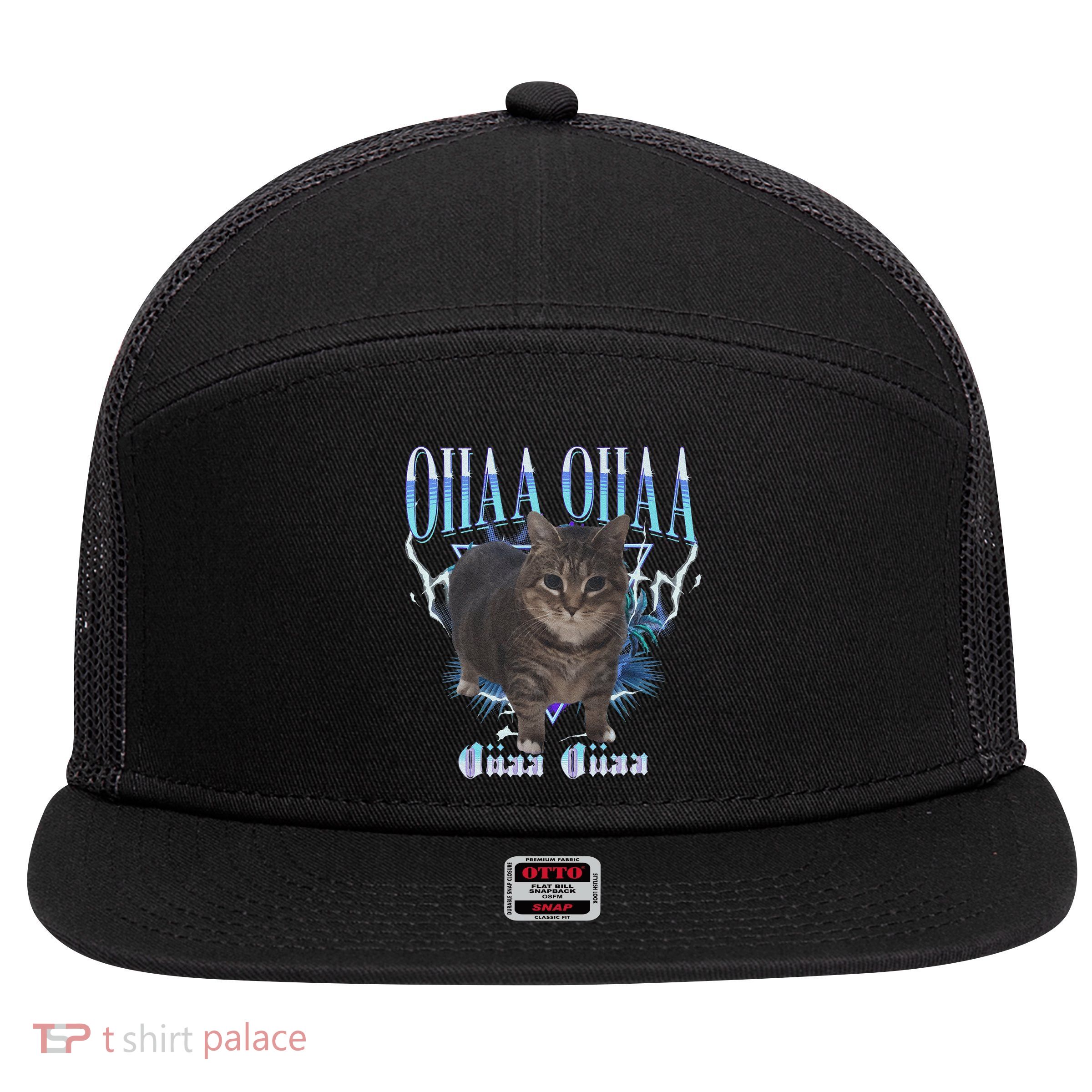 Oiia Oiia Cat Brainrot 7 Panel Mesh Trucker Snapback Hat