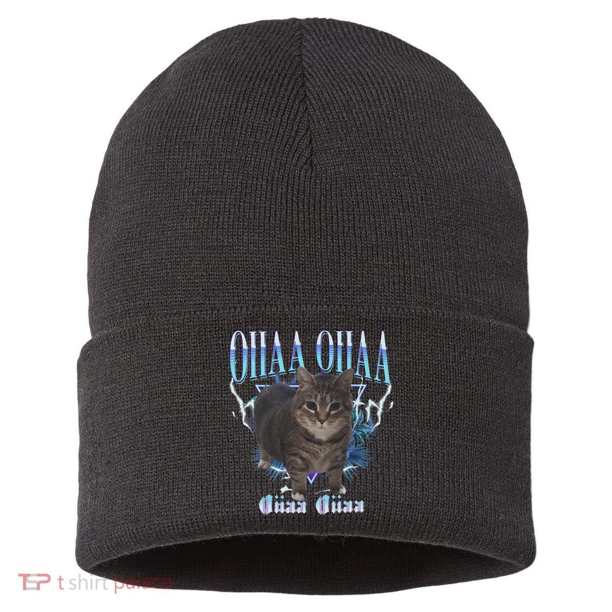 Oiia Oiia Cat Brainrot Sustainable Knit Beanie