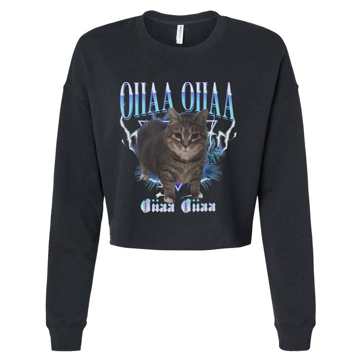Oiia Oiia Cat Brainrot Cropped Pullover Crew