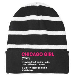 Out Of Chicago IL Illinois Funny Home Roots Striped Beanie with Solid Band