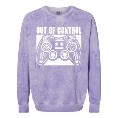 Out Of Control Funny Gaming Quote Retro Video Games Graphic Gift Colorblast Crewneck Sweatshirt