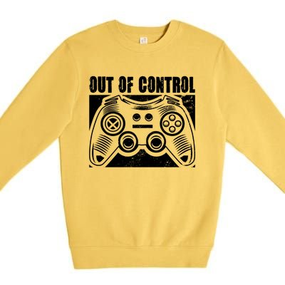 Out Of Control Funny Gaming Quote Retro Video Games Graphic Gift Premium Crewneck Sweatshirt