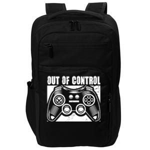 Out Of Control Funny Gaming Quote Retro Video Games Graphic Gift Impact Tech Backpack