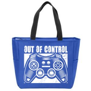 Out Of Control Funny Gaming Quote Retro Video Games Graphic Gift Zip Tote Bag