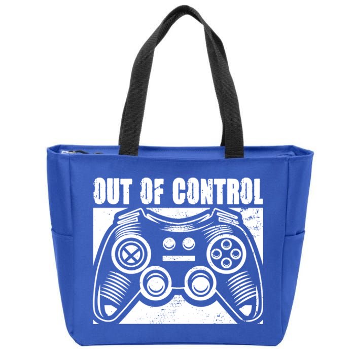 Out Of Control Funny Gaming Quote Retro Video Games Graphic Gift Zip Tote Bag