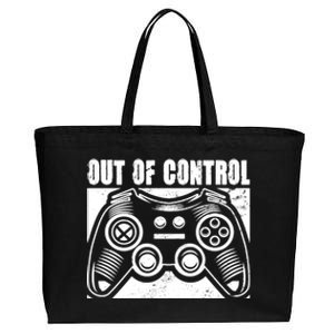 Out Of Control Funny Gaming Quote Retro Video Games Graphic Gift Cotton Canvas Jumbo Tote