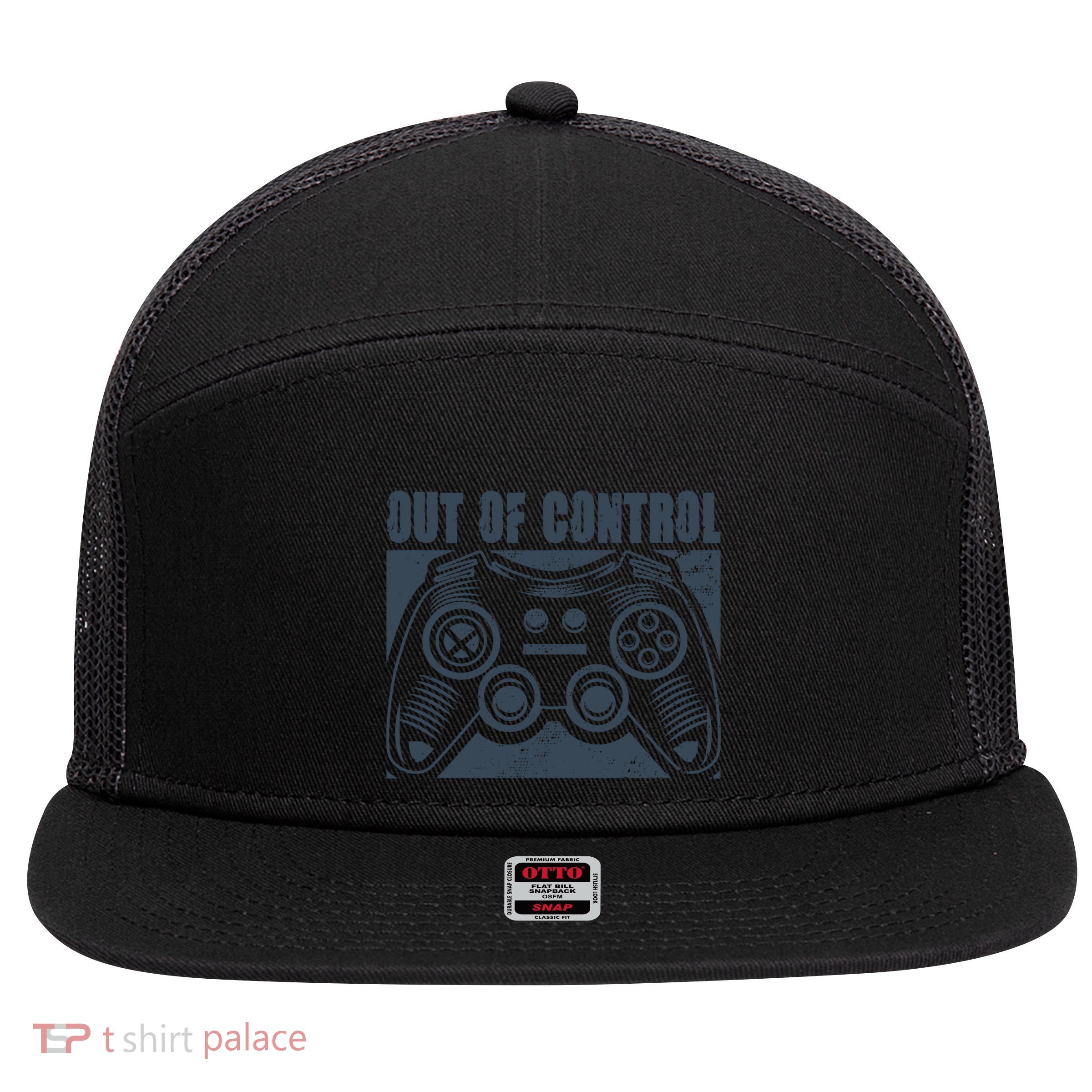 Out Of Control Funny Gaming Quote Retro Video Games Graphic Gift 7 Panel Mesh Trucker Snapback Hat