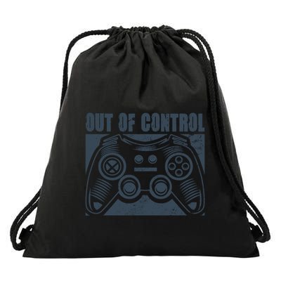 Out Of Control Funny Gaming Quote Retro Video Games Graphic Gift Drawstring Bag
