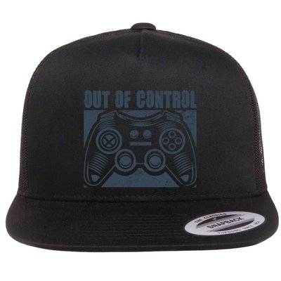 Out Of Control Funny Gaming Quote Retro Video Games Graphic Gift Flatbill Hat