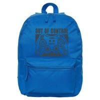 Out Of Control Funny Gaming Quote Retro Video Games Graphic Gift 16 in Basic Backpack