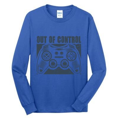 Out Of Control Funny Gaming Quote Retro Video Games Graphic Gift Tall Long Sleeve T-Shirt