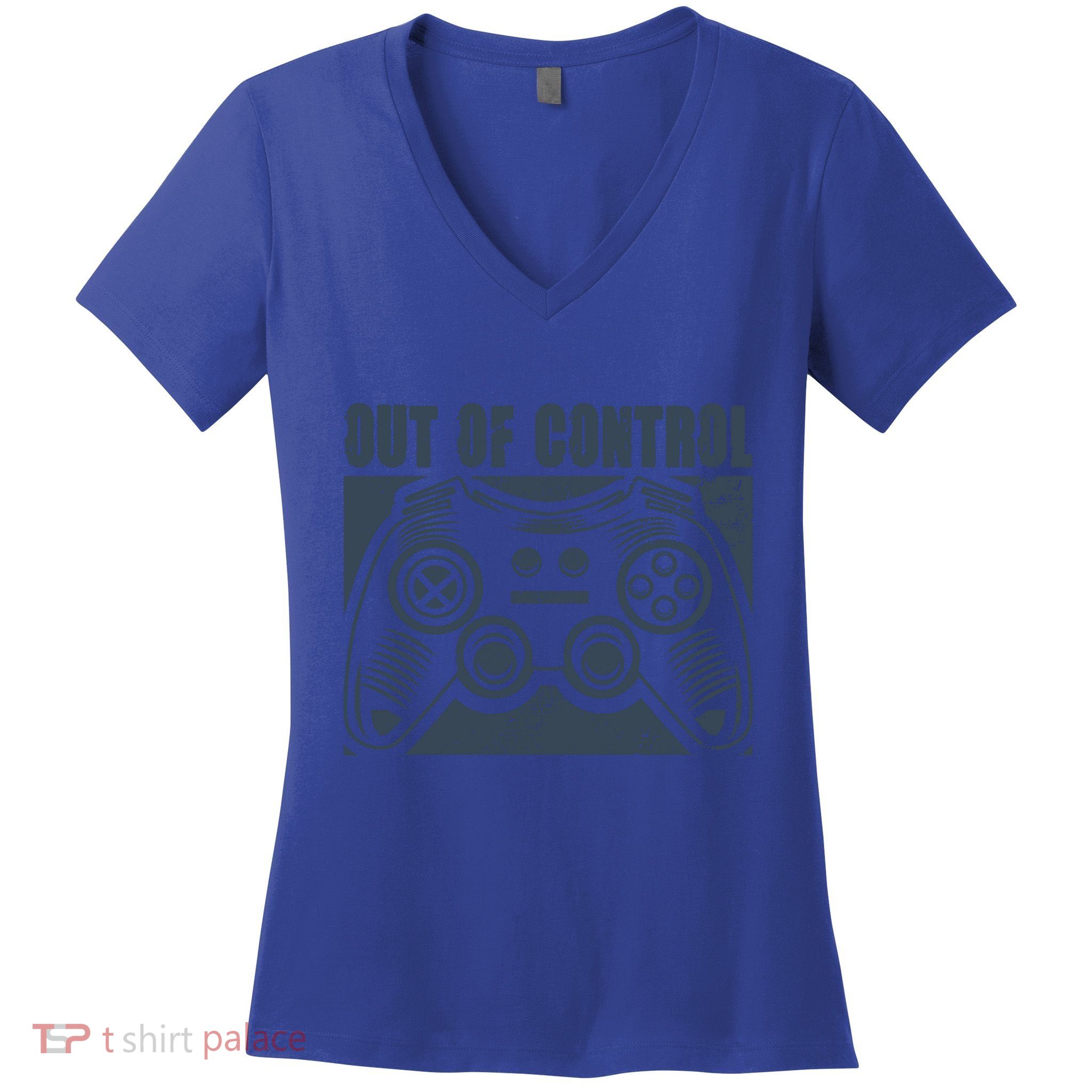 Out Of Control Funny Gaming Quote Retro Video Games Graphic Gift Women's V-Neck T-Shirt