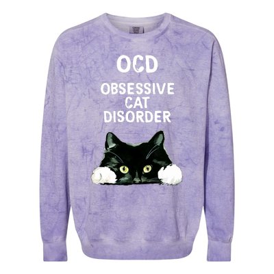 Ocd Obsessive Cat Disorder Animals Black And White Cat Colorblast Crewneck Sweatshirt