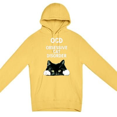 Ocd Obsessive Cat Disorder Animals Black And White Cat Premium Pullover Hoodie