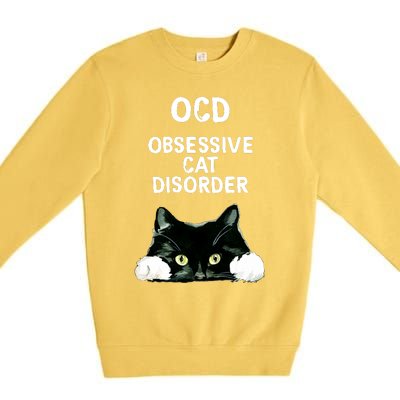 Ocd Obsessive Cat Disorder Animals Black And White Cat Premium Crewneck Sweatshirt