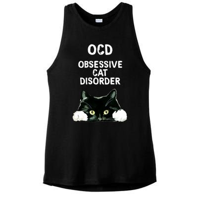 Ocd Obsessive Cat Disorder Animals Black And White Cat Ladies PosiCharge Tri-Blend Wicking Tank