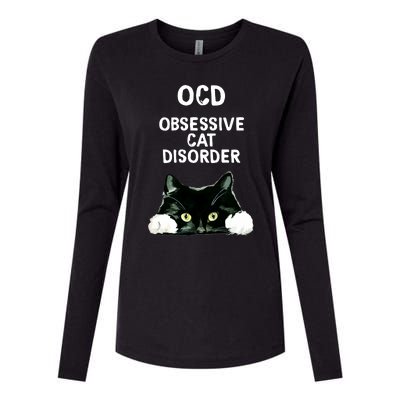 Ocd Obsessive Cat Disorder Animals Black And White Cat Womens Cotton Relaxed Long Sleeve T-Shirt