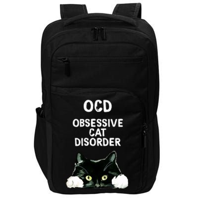 Ocd Obsessive Cat Disorder Animals Black And White Cat Impact Tech Backpack