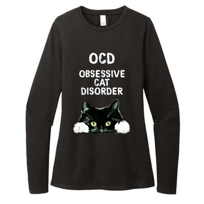 Ocd Obsessive Cat Disorder Animals Black And White Cat Womens CVC Long Sleeve Shirt