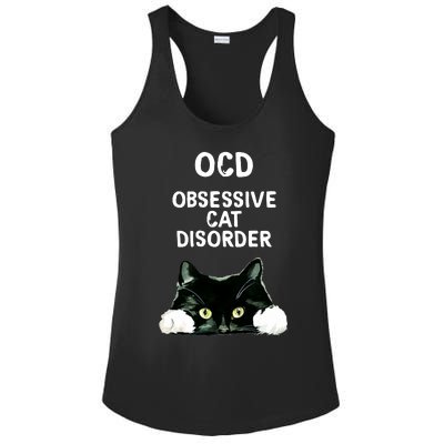 Ocd Obsessive Cat Disorder Animals Black And White Cat Ladies PosiCharge Competitor Racerback Tank