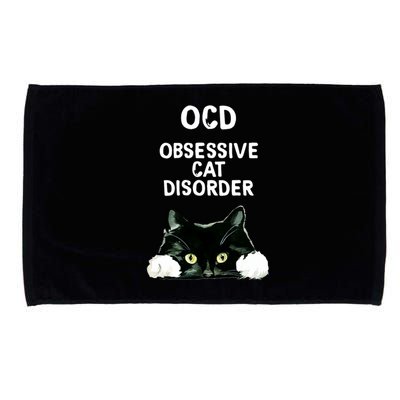 Ocd Obsessive Cat Disorder Animals Black And White Cat Microfiber Hand Towel