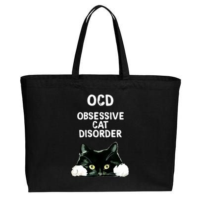 Ocd Obsessive Cat Disorder Animals Black And White Cat Cotton Canvas Jumbo Tote