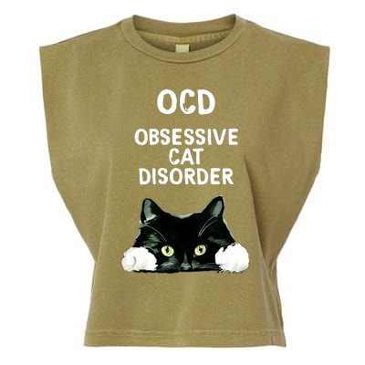 Ocd Obsessive Cat Disorder Animals Black And White Cat Garment-Dyed Women's Muscle Tee